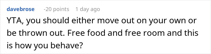 Comment discussing a guy expecting free babysitting from his girlfriend’s son and being shocked when told it’s not his responsibility.