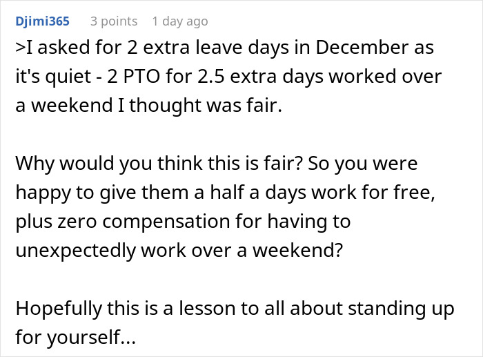Text conversation about a manager allowing employee time off and reacting negatively when the employee takes the leave. Text conversation about a manager allowing employee time off and reacting negatively when the employee takes the leave.