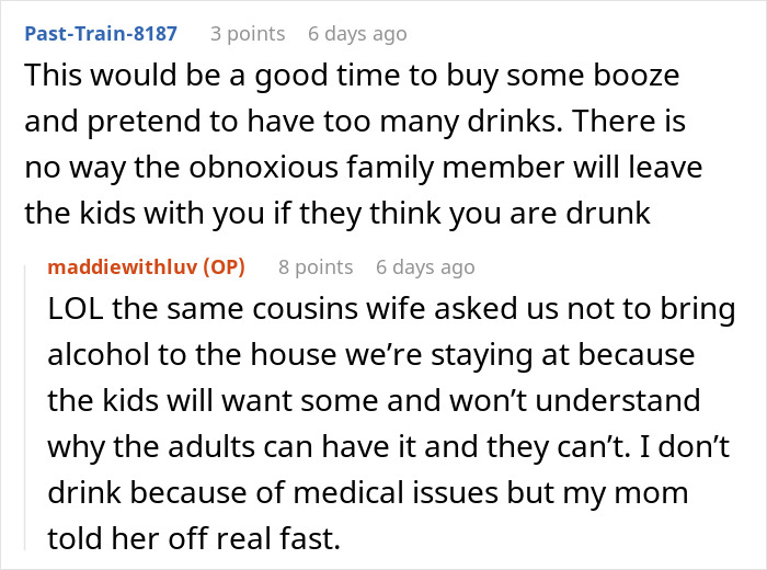 Family tries to dump kids on childfree cousin during vacation who threatens to call the cops in response Family tries to dump kids on childfree cousin during vacation who threatens to call the cops in response
