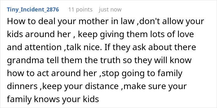 Comment discussing how to deal with a mother-in-law who has a favorite grandchild and treats others like burdens. Comment discussing how to deal with a mother-in-law who has a favorite grandchild and treats others like burdens.