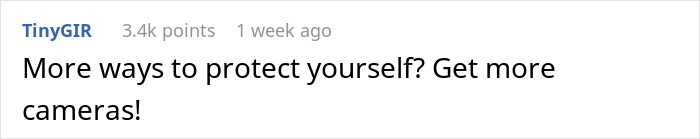 Screenshot of an online comment suggesting more cameras to protect against kids using neighbor’s yard without permission.