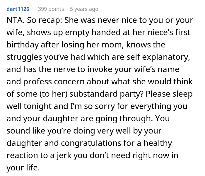 Grieving dad tries to make daughter’s birthday special while sister-in-law mocks him for not spending enough money.