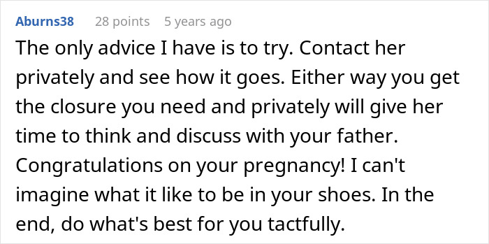 Comment discussing a woman wanting to reunite with her biological family despite threats from adoptive parents. Comment discussing a woman wanting to reunite with her biological family despite threats from adoptive parents.
