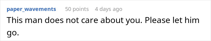 Screenshot of a social media comment urging a man to be let go, reflecting the need for a boyfriend upgrade after surgery. Screenshot of a social media comment urging a man to be let go, reflecting the need for a boyfriend upgrade after surgery.