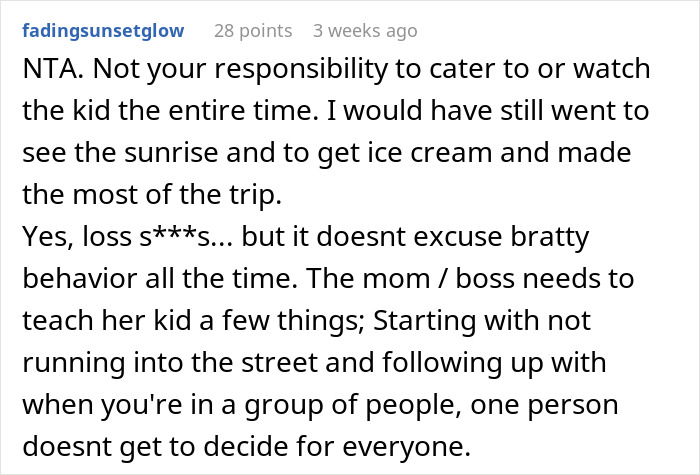 Screenshot of a forum comment discussing responsibility and a teen being blamed for not stopping a kid running into traffic. Screenshot of a forum comment discussing responsibility and a teen being blamed for not stopping a kid running into traffic.