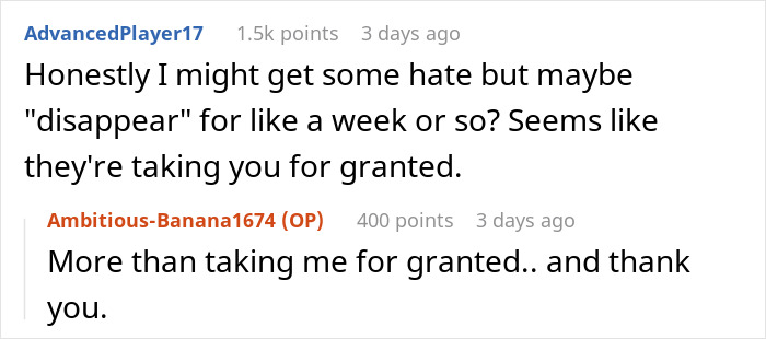 Screenshot of a Reddit conversation discussing enduring a teen’s rude attitude and contemplating family issues.