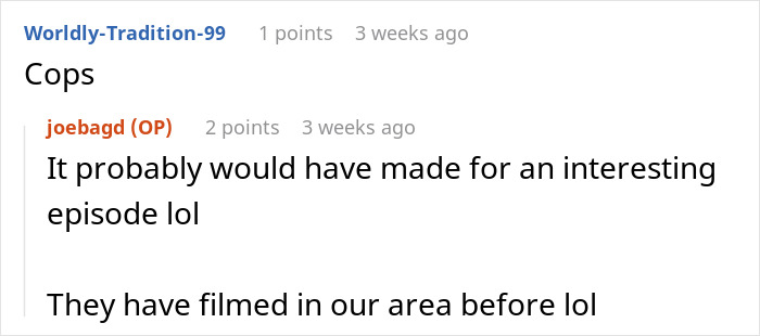 Screenshot of Reddit comments discussing cops filming in the area related to a Karen patient and ER staff incident. Screenshot of Reddit comments discussing cops filming in the area related to a Karen patient and ER staff incident.