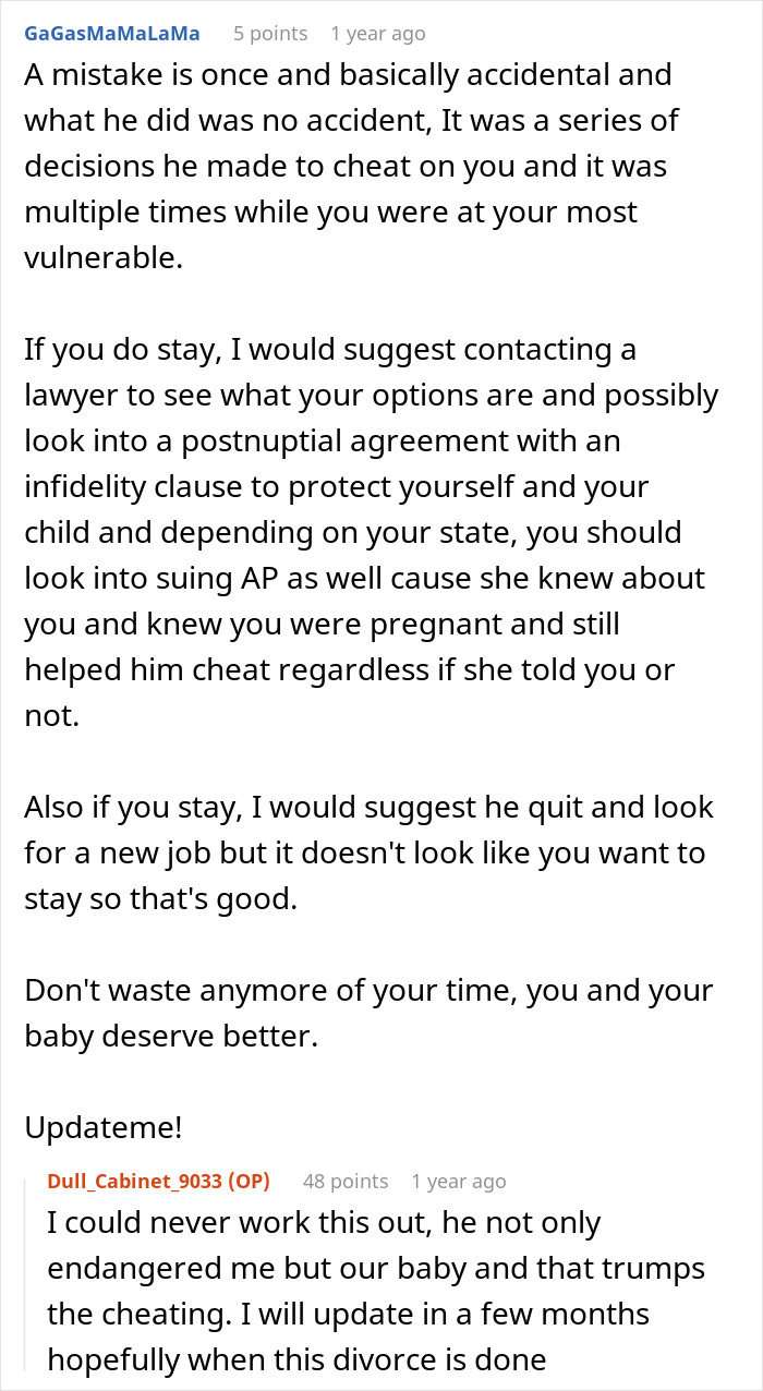 Text conversation about man cheating during wife’s pregnancy and postpartum, discussing infidelity and protection options. Text conversation about man cheating during wife’s pregnancy and postpartum, discussing infidelity and protection options.