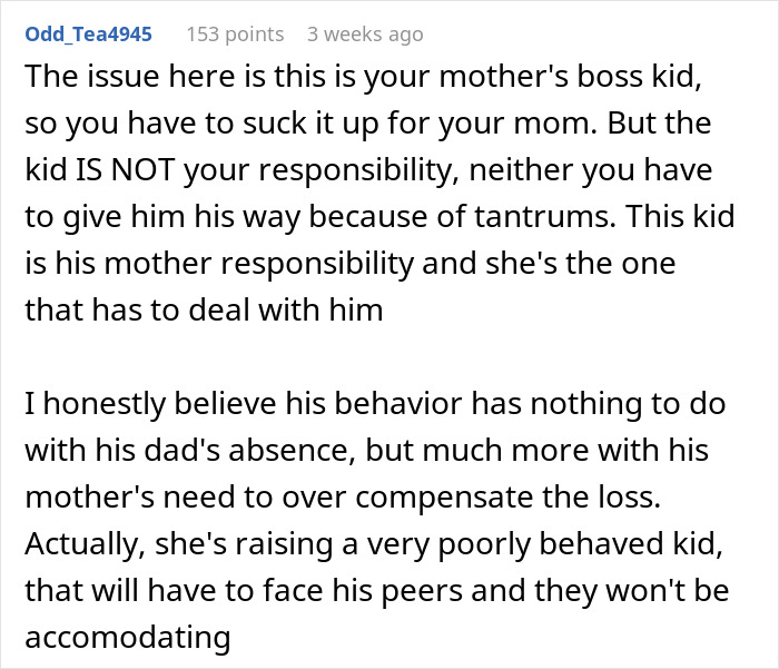 Comment discussing a teen being unfairly blamed for not stopping a kid from running into traffic and parenting issues involved.