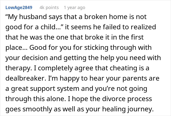 Comment discussing a man cheating during pregnancy and postpartum, emphasizing cheating as a dealbreaker in relationships. Comment discussing a man cheating during pregnancy and postpartum, emphasizing cheating as a dealbreaker in relationships.