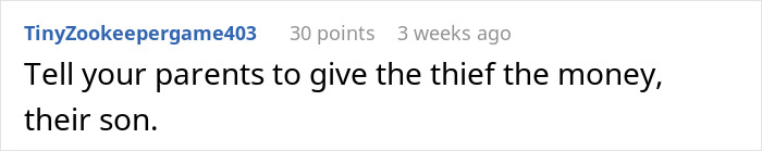 Comment on a forum post discussing a brother using sister’s credit card without permission and her freezing it. Comment on a forum post discussing a brother using sister’s credit card without permission and her freezing it.