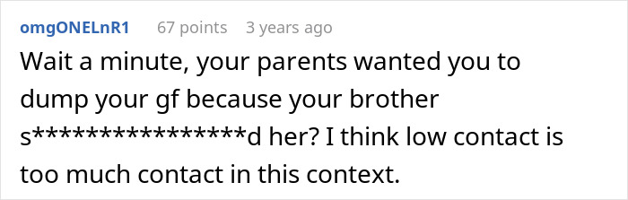 Screenshot of a Reddit comment discussing entitled parents and their autistic brother’s troubling behavior in a family conflict.