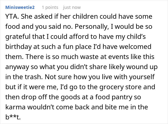 Entitled mother demands food for her children, causing a scene after being denied entrance at a private party.