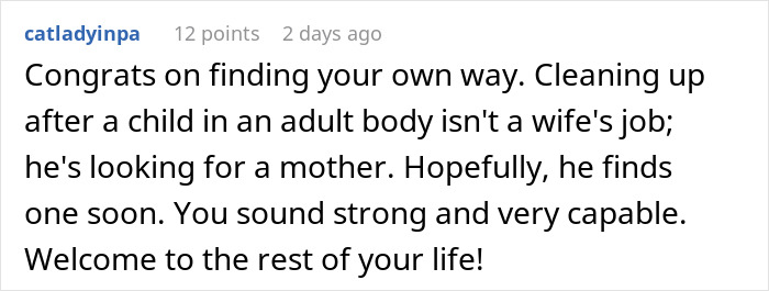 Comment expressing support for a woman treated like a servant, highlighting strength and relationship dynamics. Comment expressing support for a woman treated like a servant, highlighting strength and relationship dynamics.