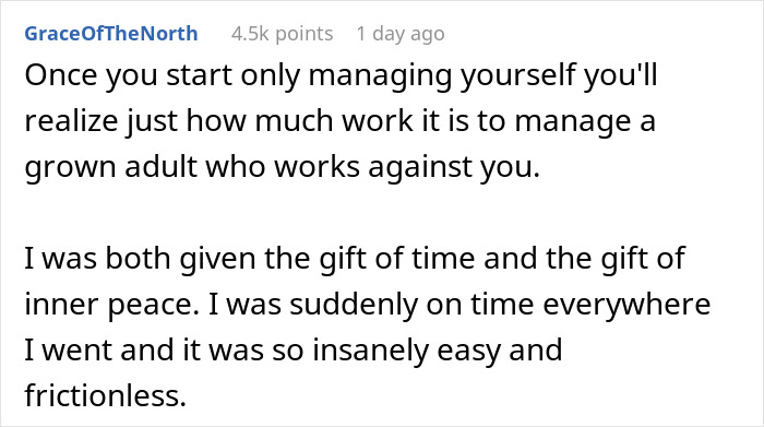 Screenshot of a Reddit comment about managing a grown adult after a woman stops treating her husband like a kid. Screenshot of a Reddit comment about managing a grown adult after a woman stops treating her husband like a kid.