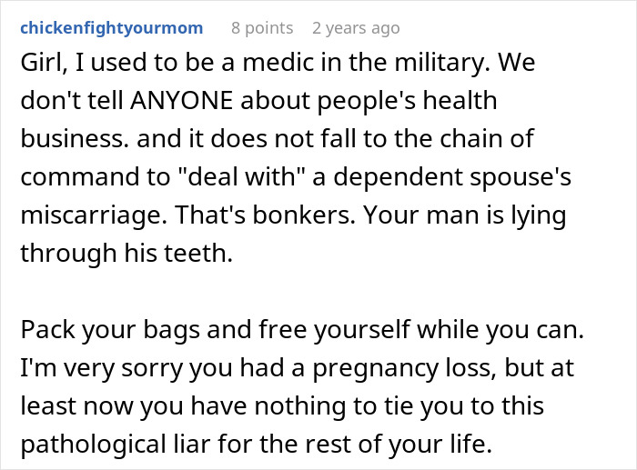 Comment warning about a man lying about a master’s degree and advising to leave the relationship immediately. Comment warning about a man lying about a master’s degree and advising to leave the relationship immediately.