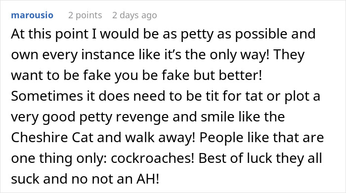 Screenshot of a text post expressing frustration and advocating for petty revenge in response to being treated unfairly by a sibling. Screenshot of a text post expressing frustration and advocating for petty revenge in response to being treated unfairly by a sibling.