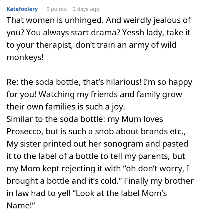 Alt text: Woman accused by cousin's family of stealing spotlight with baby and engagement ring at gathering Alt text: Woman accused by cousin's family of stealing spotlight with baby and engagement ring at gathering