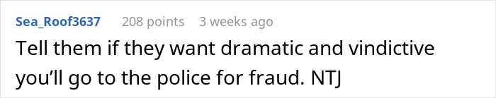 Screenshot of a forum comment discussing a brother using sister&rsquo;s credit card without permission and consequences.