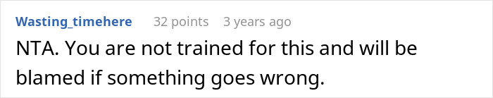 Screenshot of a forum comment warning a teen sitter about risks of caring for a nonverbal, bedridden boy without proper training. Screenshot of a forum comment warning a teen sitter about risks of caring for a nonverbal, bedridden boy without proper training.