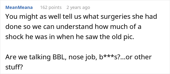 Screenshot of a social media comment questioning details about what surgery was exposed causing friendship to crumble. Screenshot of a social media comment questioning details about what surgery was exposed causing friendship to crumble.