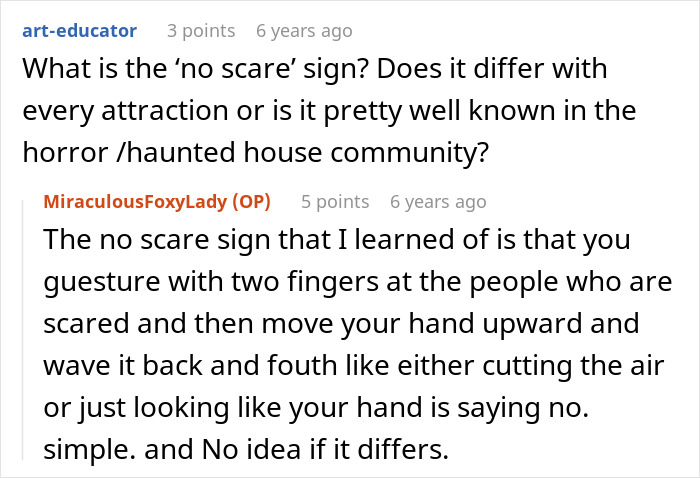 Screenshot of an online discussion about haunted hayride experiences and how parents handle scared kids during the event. Screenshot of an online discussion about haunted hayride experiences and how parents handle scared kids during the event.