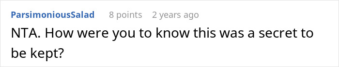 Screenshot of an online comment discussing friendship conflict after a woman exposes a secret to her husband.