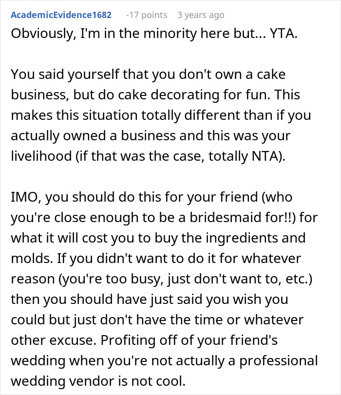 Commenter discusses bride wanting to upgrade honeymoon at bridesmaid’s expense and the reality check she receives.