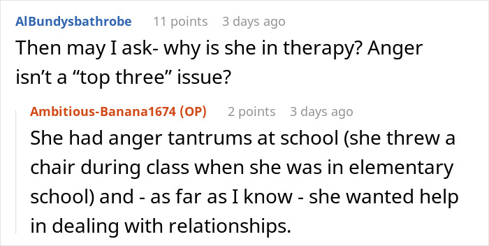 Screenshot of a Reddit conversation discussing a teen’s anger issues and a man’s struggle with her rude attitude over five years.