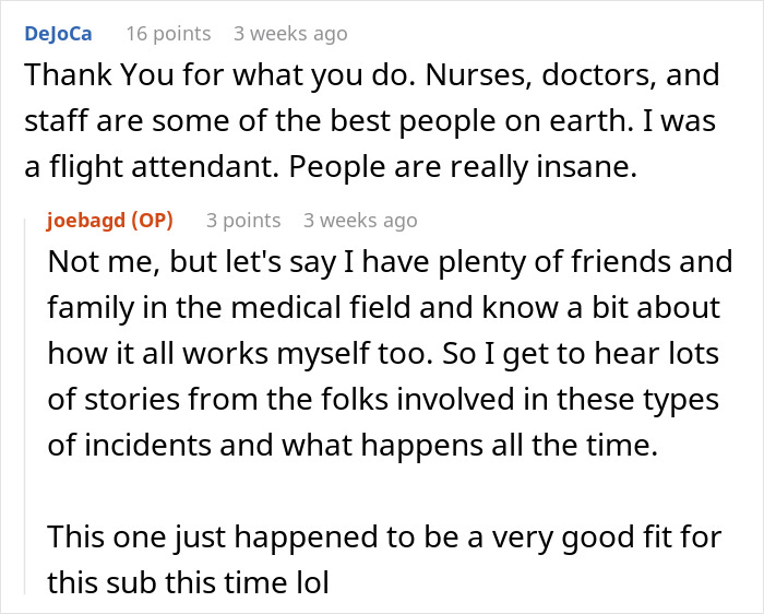 Reddit comments discussing experiences with Karen patient trying to impose rules on ER staff and calling the cops. Reddit comments discussing experiences with Karen patient trying to impose rules on ER staff and calling the cops.