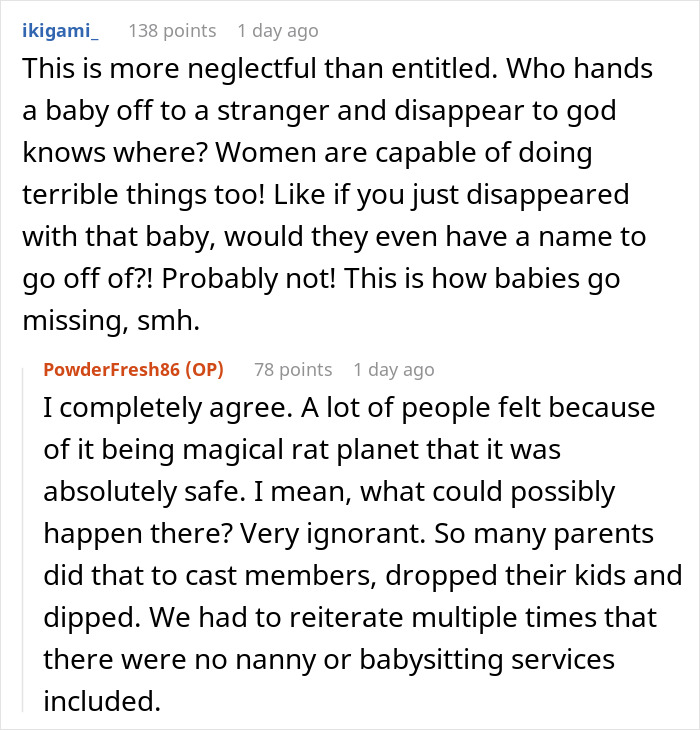 Theme park worker left holding unknown baby for 30 minutes after parents vanish into crowded attraction area. Theme park worker left holding unknown baby for 30 minutes after parents vanish into crowded attraction area.