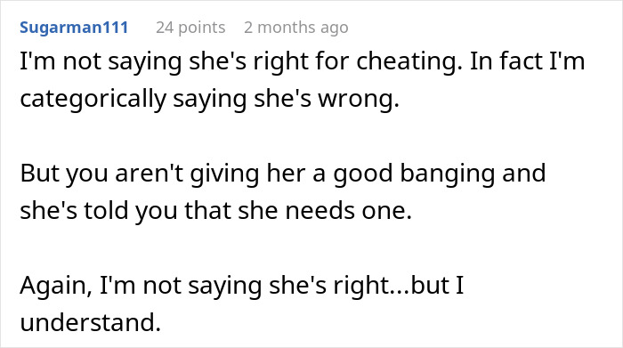 Online comment discussing husband refusing intimacy for 5 years and wife finding someone 5 years younger.