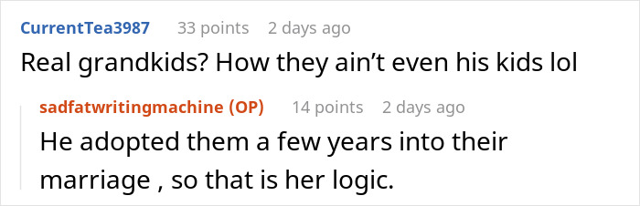 Screenshot of a Reddit conversation discussing family dynamics after a comment about stepdaughter’s sexuality at Thanksgiving. Screenshot of a Reddit conversation discussing family dynamics after a comment about stepdaughter’s sexuality at Thanksgiving.