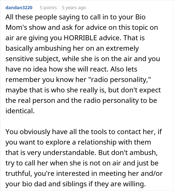 Comment discussing advice on contacting a bio family and threats from adoptive parents about reunion efforts Comment discussing advice on contacting a bio family and threats from adoptive parents about reunion efforts