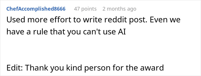 Reddit user discussing effort to write posts without AI, referencing wedding vows and AI user experiences. Reddit user discussing effort to write posts without AI, referencing wedding vows and AI user experiences.