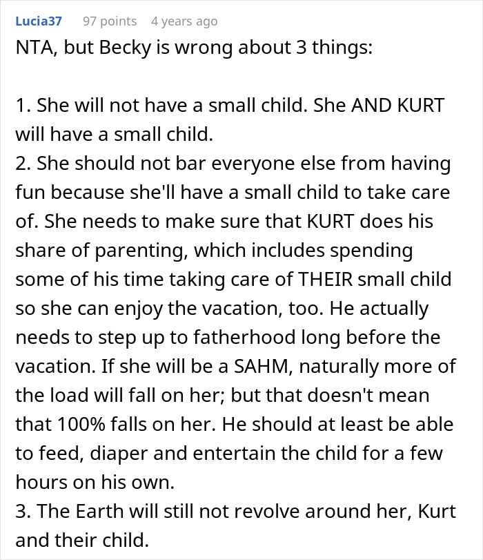 Reddit comment explaining MIL tells DIL the world doesn’t revolve around her pregnancy after repeated complaints.