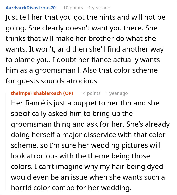 Ginger Woman Stunned After BF's Sis Wants Her To Dye Her Hair Black For The Wedding, Says No Way Ginger Woman Stunned After BF's Sis Wants Her To Dye Her Hair Black For The Wedding, Says No Way