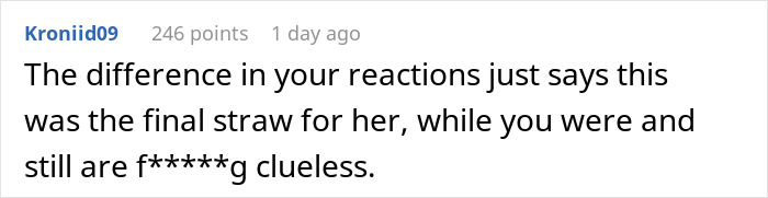 Comment on Reddit discussing the reaction difference when a guy uses ChatGPT to write wedding vows and the bride runs away. Comment on Reddit discussing the reaction difference when a guy uses ChatGPT to write wedding vows and the bride runs away.