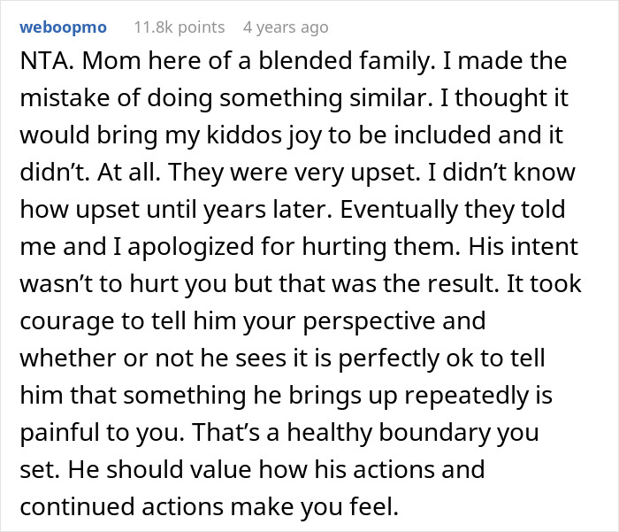 Screenshot of a Reddit comment discussing setting healthy boundaries with a selfish dad who ruined a Christmas memory.