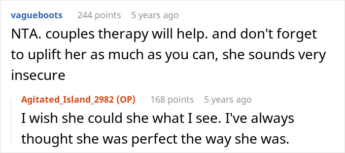 Screenshot of an online discussion about a woman asking her husband about his thoughts on her plastic surgeries.