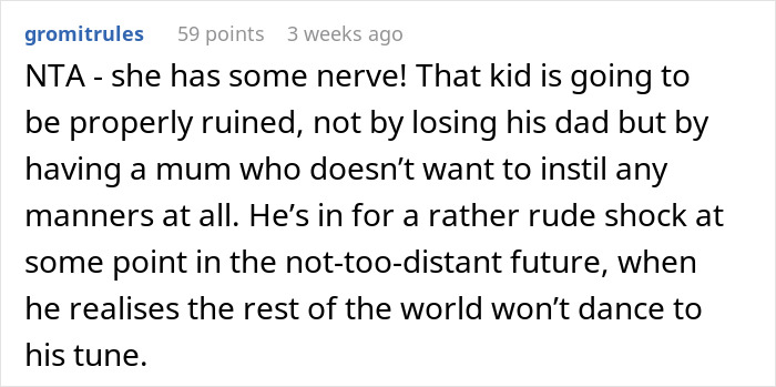 Screenshot of a forum comment discussing blame and consequences after a teen gets yelled at for not stopping a kid running into traffic. Screenshot of a forum comment discussing blame and consequences after a teen gets yelled at for not stopping a kid running into traffic.
