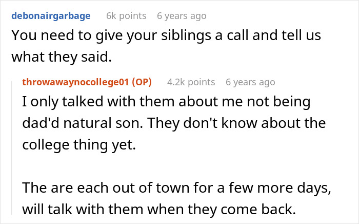 Reddit thread discussing a mom's affair affecting college money and the dad's knowledge of the situation. Reddit thread discussing a mom's affair affecting college money and the dad's knowledge of the situation.