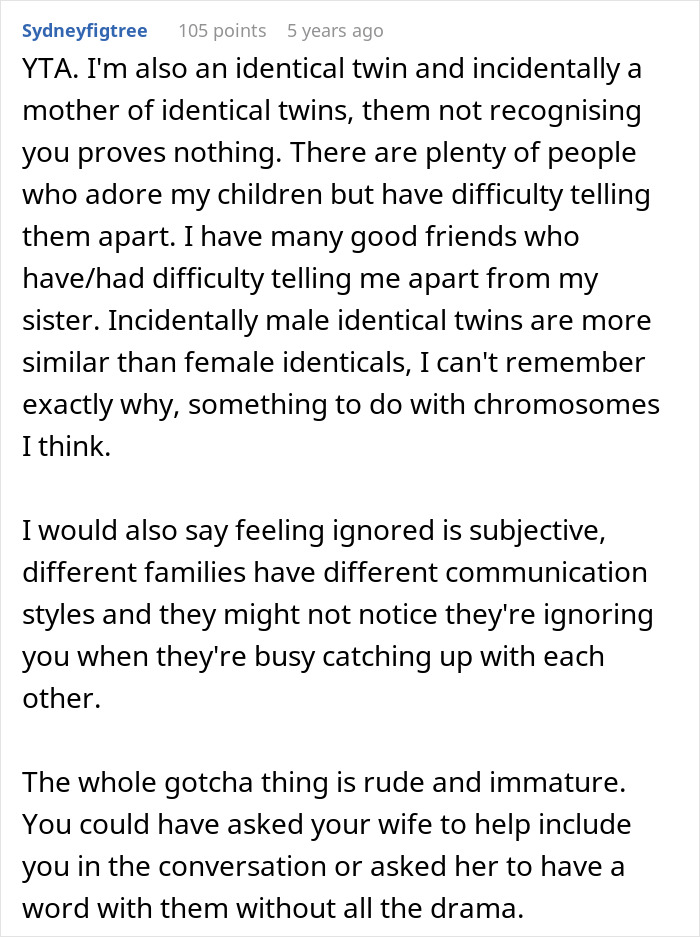 Guy Sends His Twin Bro To In-Laws' Family Gathering In Order To Prove They Don't Care About Him Guy Sends His Twin Bro To In-Laws' Family Gathering In Order To Prove They Don't Care About Him