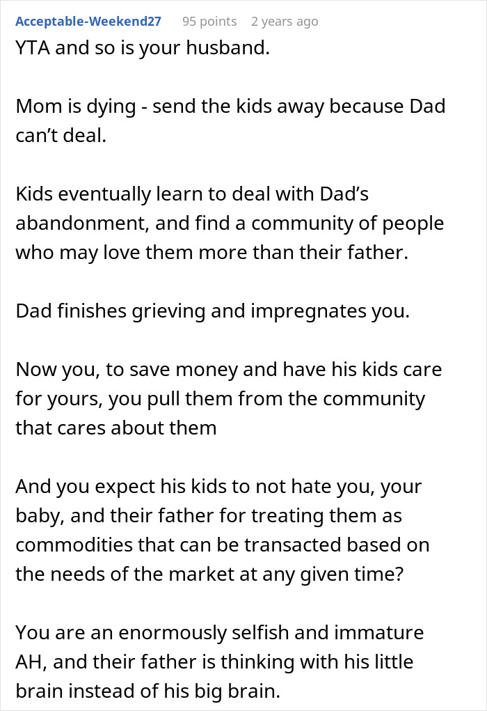 Comment on woman ask stepchildren home boarding school expressing criticism of family decisions and emotional impacts. Comment on woman ask stepchildren home boarding school expressing criticism of family decisions and emotional impacts.