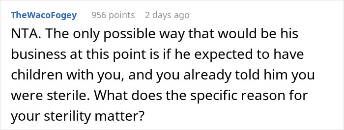 Text conversation about a childfree couple in conflict after a prank reveals undisclosed hysterectomy.