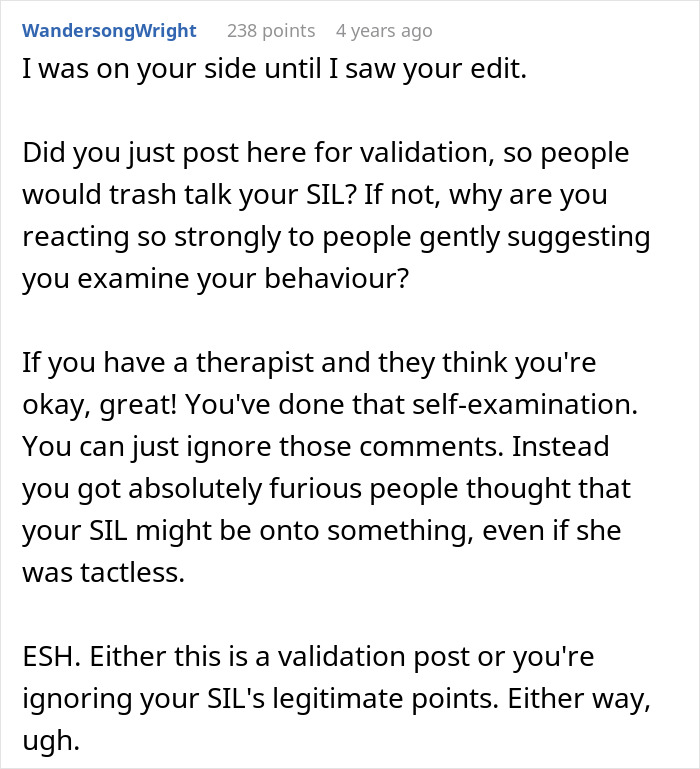 Screenshot of a Reddit comment discussing an avid walker’s 20K steps and conflict with her sister-in-law. Screenshot of a Reddit comment discussing an avid walker’s 20K steps and conflict with her sister-in-law.