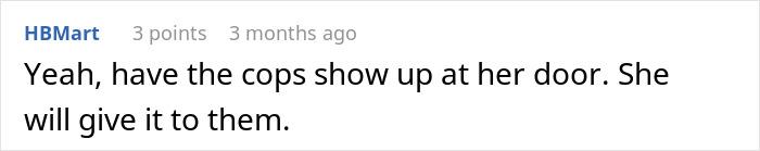 Comment text on a forum discussing a woman refusing to return her coworker’s expensive jacket. Comment text on a forum discussing a woman refusing to return her coworker’s expensive jacket.