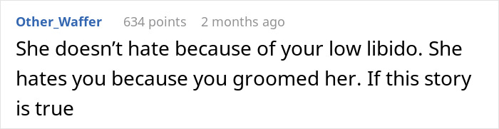 Screenshot of an online comment discussing low libido and relationship issues related to husband refusing intimacy.