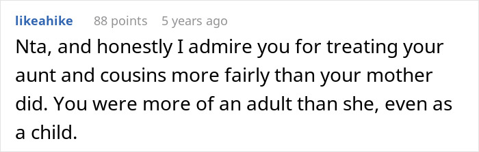 Screenshot of an online comment discussing a mom throwing a fit when daughter changes her name, causing no contact.