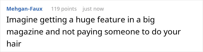 Screenshot of a social media comment criticizing Meghan Markle's makeup-free cover photo, highlighting reactions to her natural look.